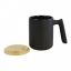 Керамічне горнятко матове з глянцевою поверхнею в середині та бамбуковою кришечкою