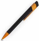 Ручка шариковая черная с цветным клипом с логотипом